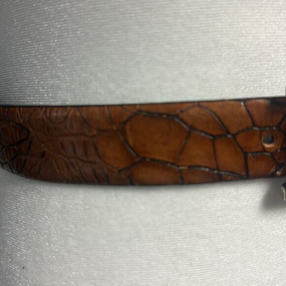 Vintage Iceberg Jeans Brown Leather Croc Embossed Belt Size 42 Italian main image 9